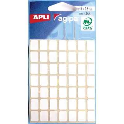 Afbeelding van Agipa witte etiketten in etui ft 9 x 13 mm (b h), 343 stuks, 49 per blad etiket