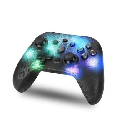 Afbeelding van NK Draadloze switch controller, instelbare RGB led, switch/pc/Android/iOS, turbo functie, macro instellingen, Bluetooth, 6 assen, 4 trillingsmodi, kleur zwart (smartphonehouder)