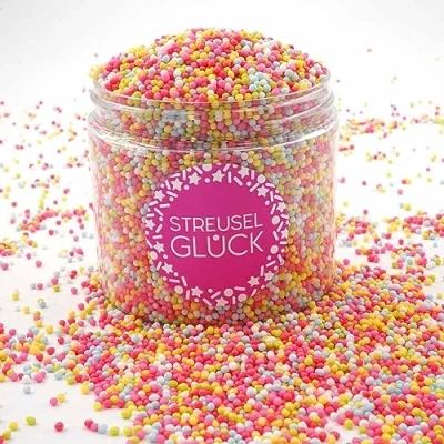 Afbeelding van Strooisel Lucky Just Pure, 180 g, kleurrijke suikerkralen, voor kinderverjaardag, Kerstmis, cupcake, muffins, Kerstmis