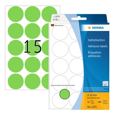 Image de HERMA étiquettes multi usage, diamètre: 32 mm, vert rond, grand paquet contenu: 480 2275