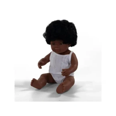 Afbeelding van Miniland Babypop Afro Amerikaans Meisje 38 cm