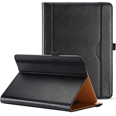 Afbeelding van ProCase Universele hoes Voor tablet tot 10,1 inch Verstelbaar Met meerdere kijkhoeken Kaartvak Flip standaard van kunstleer 9 inch, 10 en Zwart