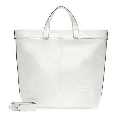 Afbeelding van LIEBESKIND BERLIN Leren Handtas Schoudertas Elvira Paper Touch Crinkle Tote Arctic Crème
