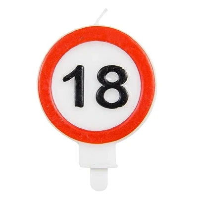 Afbeelding van Folat Kaars 18 Jaar Verkeersbord