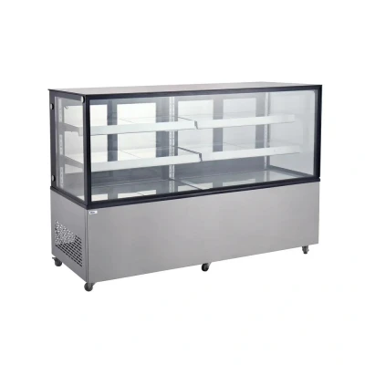 Afbeelding van Hendi Koelvitrine met 2 schappen, RVS, 67,5(b)x181,5(d)x121(h)cm, 233467