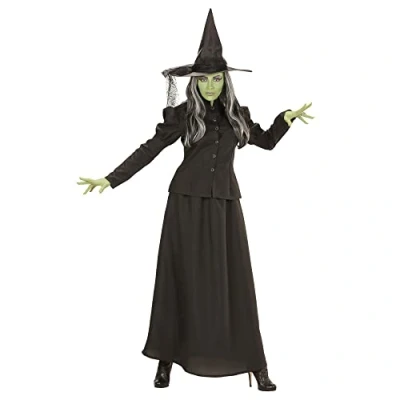 Afbeelding van Widmann Heks &amp; Spider Lady Voodoo Duistere Religie Kostuum Lange Historische Vrouw Zwart XXL Carnavalskleding Verkleedkleding