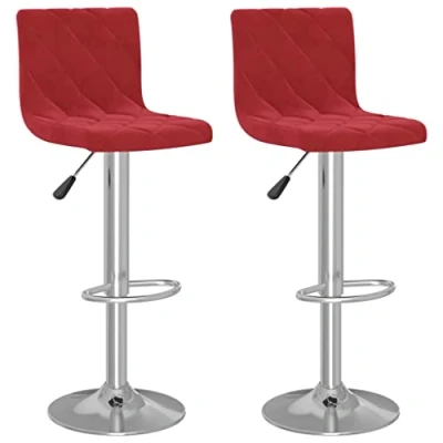 Image de vidaXL Tabourets de bar lot 2 rouge bordeaux velours333693