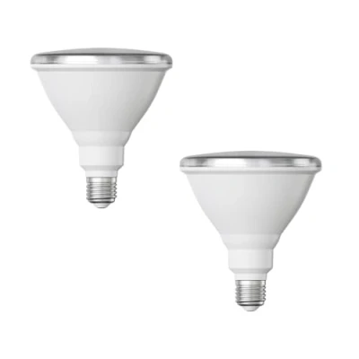 Afbeelding van ledscom.de 2 x E27 led lampen, PAR38 korte hals, warmwit (2700 K), 15,7 W, 1152 lm, 42 graden, spiegelreflector (zilver)