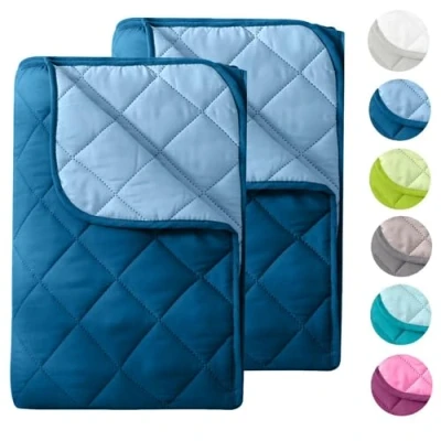 Afbeelding van Zomerdekbed van microvezel in omkeerbaar design, 135 x 200 cm, OekoTex, donkerblauw en blauw, wasbaar op 95 C, licht dekbed voor camping warme dagen, zonder hoes te gebruiken, 2 delige set, stuks