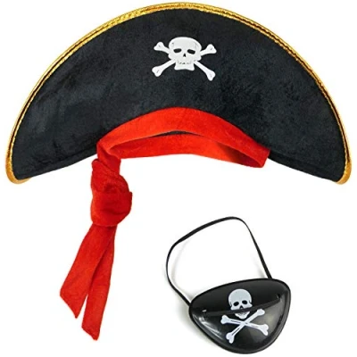 Afbeelding van Piratenset voor kinderen, bestaande uit een piratenhoed + afdekking kostuumset Mardi Gras/carnaval