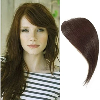 Afbeelding van Clip In Air Side Bangs pony, 100% echt haar, pony aan de zijkant, rechte (donkerbruin)