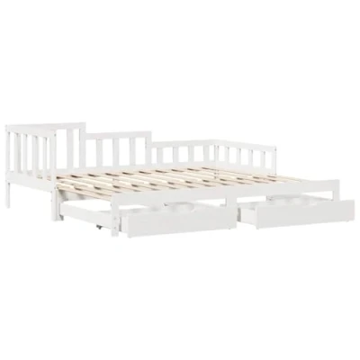 Afbeelding van vidaXL Slaapbank met onderschuifbed en lades 90x200 cm grenenhout wit