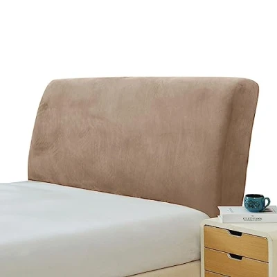 Afbeelding van GEBIN Rekbaar Hoofdeinde Cover, Fluwelen Beschermende Hoofdborddecoratie Stofdicht voor Eenpersoonsbedden Kingsize Tweepersoonsbedden (taupe, 200 220 cm)