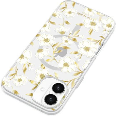Afbeelding van KATE SPADE NEW YORK, Beschermhoesje Geschikt voor Apple iPhone 16 Plus MagSafe Bloemmotief antimicrobiële zon, Wit / Geel