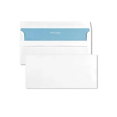 Afbeelding van Netuno 100 witte enveloppen DL 110 x 220 mm 80 g zakelijke zonder venster briefenveloppen lange voor brieven print binnenkant blauw