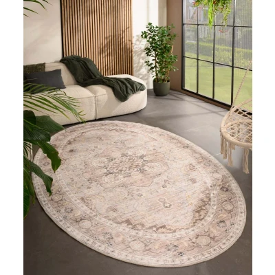 Afbeelding van Buitenkleed Ovaal Vintage Valenca Fino Lichtgrijs/beige 200x290 Cm