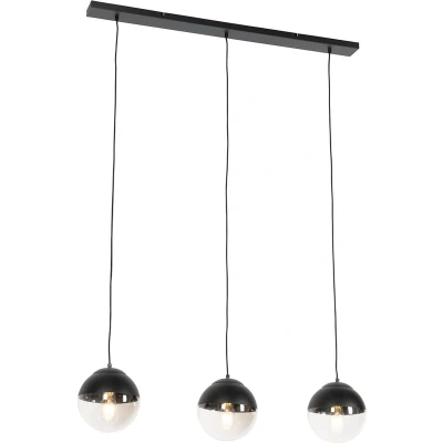 Afbeelding van QAZQA eclipse Retro Hanglamp eettafel voor boven de in eetkamer 3 lichts L 100 cm Zwart Woonkamer Slaapkamer Keuken