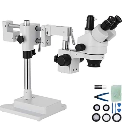 Image de VEVOR Microscope Stéréo 3,5X 90X Simul Focal Trinoculaire Zoom 360 Degrés Rotatif Double Bras Support Laboratoire