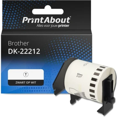 Afbeelding van Huismerk Brother DK 22212 Etiket Zwart op wit (62 mm)