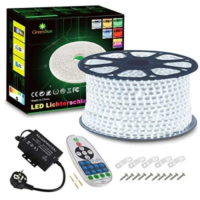 Afbeelding van LED Strip, GreenSun 30M waterdichte IP65 Koel wit strips met slimme RF controller + afstandsbediening 23 toetsen voor huis, tuin decoratie