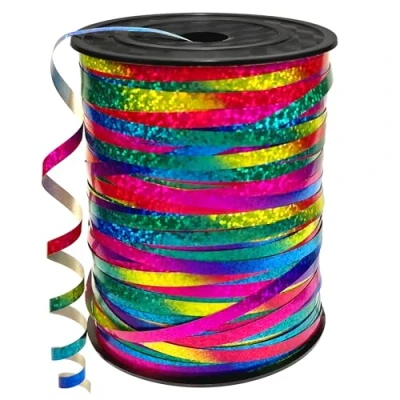 Afbeelding van Ballonketting, 4 cm x 400 m ballonlint voor regenboogkleurige ballonnen, glanzende geschenkverpakking, ballonkoord lint, haar, bloem