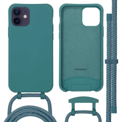 Afbeelding van imoshion Hoesje Geschikt voor iPhone 12 / Pro met koord Color Backcover afneembaar MagSafe donkergroen