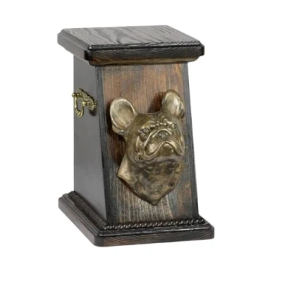 Afbeelding van Elegante urn hond voor Franse Bulldog as met hondenbuste ter nagedachtenis