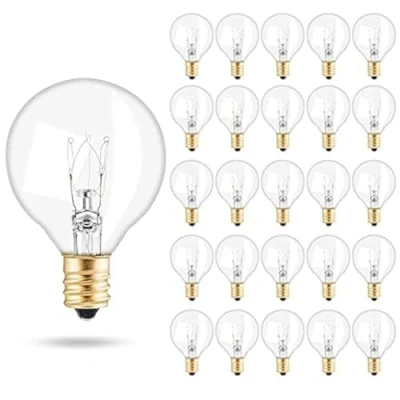 Afbeelding van G40 reservelampen, 25 stuks, E12, glazen lampen, Globe, G40, 7 W, wereldbol, buitenlamp, waterdicht, IP44, warm wit, voor thuisfeest