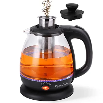 Afbeelding van Taylor Swoden Abel 30IAS Glazen waterkoker klein met LED en theefilter 1 Liter Warmhoudfunctie Zwart