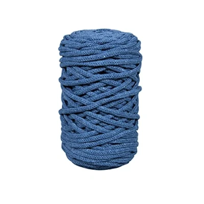 Afbeelding van Rayher Braidy 42010167 gerecycled garen, gevlochten, 4 mm diameter, jeansblauw, 250 g, lengte: ca. 65 m, breigaren, haakgaren, textielgaren, knutselgaren, knoopgaren, macramégaren