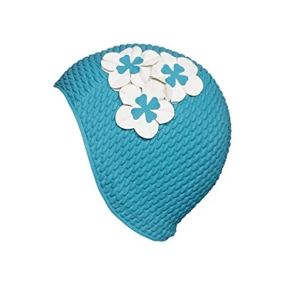 Afbeelding van Fashy Luftfyldt gummihætte med Blomster dames badmuts blauw één maat EU