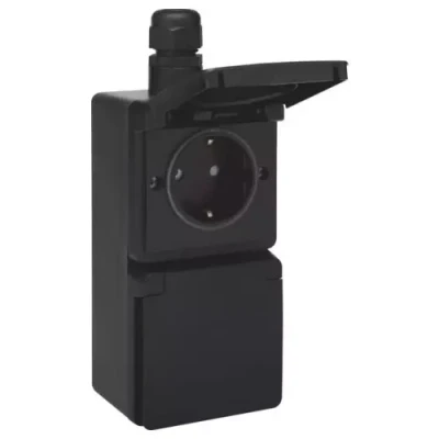 Afbeelding van Niko New Hydro dubbele wandcontactdoos opbouw met steekklemmen zwart IP55 verticaal
