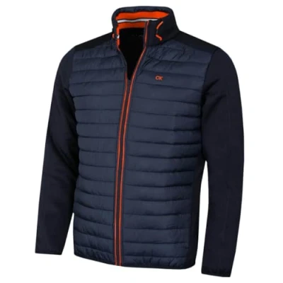 Afbeelding van Calvin Klein CK 2022 lichtgewicht geïsoleerde hybride golfjas voor heren, marineblauw/oranje