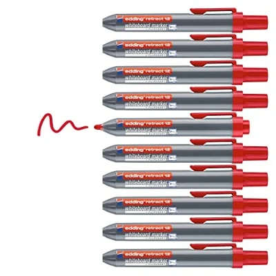 Afbeelding van edding Inklikbare Whiteboardmarker, Ronde Punt, 1,5 mm, Rood (pak 10 stuks)