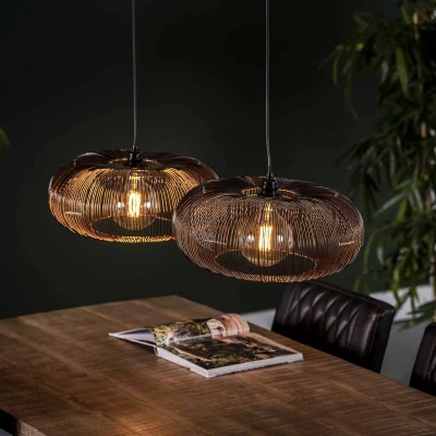 Afbeelding van AnLi Style Hanglamp 2x Ø43 disk wire copper twist