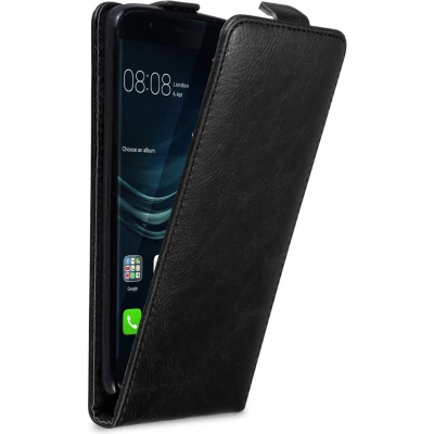 Afbeelding van Cadorabo Hoesje geschikt voor Huawei P9 PLUS in ZWARTE NACHT Beschermhoes flip design Case Cover met magnetische sluiting