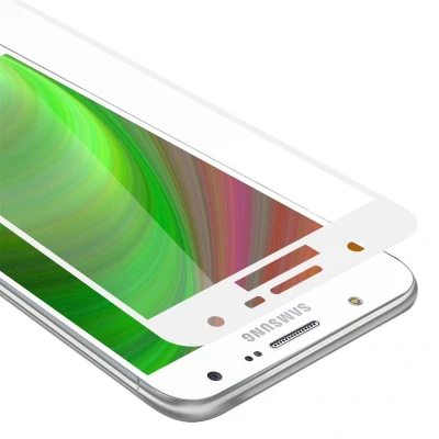 Afbeelding van Cadorabo Screenprotector geschikt voor Samsung Galaxy J7 2015 Volledig scherm pantserfolie Beschermfolie in TRANSPARANT met WIT Gehard (Tempered) display beschermglas 9H hardheid 3D Touch