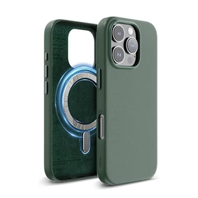 Afbeelding van elago iPhone 16 Pro 6,3 inch magnetische leren beschermhoes, compatibel met alle MagSafe accessoires, geïntegreerde magneten, veganistisch leer, schokbestendig, waterdicht