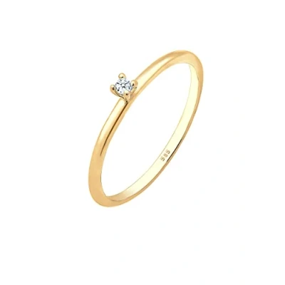 Afbeelding van Elli PREMIUM Dames Ring Verlobung Solitär Diamant (0.015 ct.) 585 Gelbgold