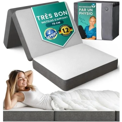 Afbeelding van DYNMC you vouwmatras 75x195x14 cm opvouwbaar logeermatras medium hard H3 test ZEER GOED Oeko TEX gecertificeerd opklapbaar logeerbed met pocket matras standaard vloermatras tas
