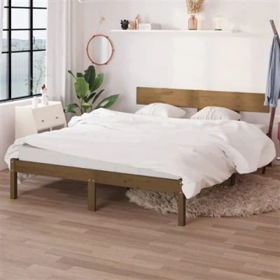 Afbeelding van Bedframe massief grenenhout honingbruin 120x200 cm