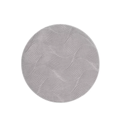 Afbeelding van Rond Zacht Vloerkleed Fuzz Whirl Grijs 80 Cm