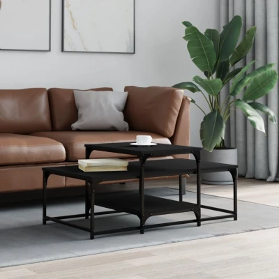 Afbeelding van Salontafel 102x60x45 cm bewerkt hout zwart