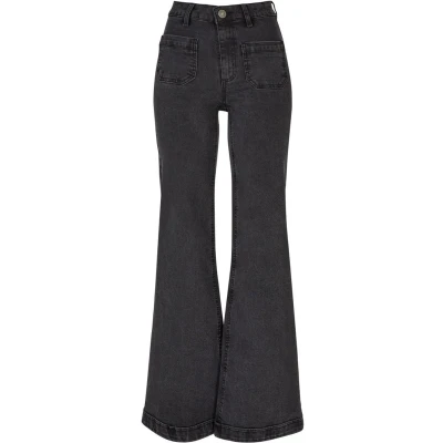 Afbeelding van Urban Classics Vintage Flared Jeans, Dames, Maat: 32, Black washed