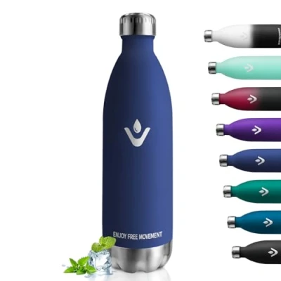 Afbeelding van 1 liter thermische waterfles, herbruikbare roestvrijstalen dubbelwandig, BPA vrij, lekvrij, thermosfles voor kinderen, school, volwassenen, sport, reizen