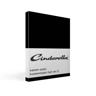 Afbeelding van Cinderella Sundays Kussensloop Set van 2 Satijn 60x70 cm Zwart