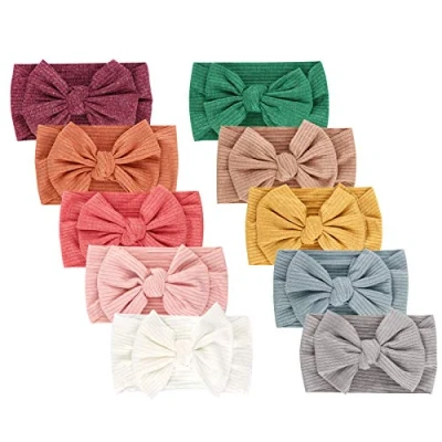 Afbeelding van DRESHOW 10 stuks haarbanden voor meisjes, nylon, pasgeborenen, met strikken, haaraccessoires