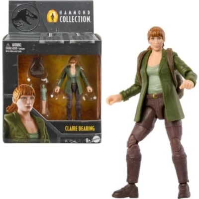 Afbeelding van Mattel Jurassic World Claire Dearing Hammond Collection Premium actiefiguur uit de film The Realm vernietigd figuur hoog 9,5 cm om te verzamelen, speelgoed voor kinderen, 8 jaar, HTV61