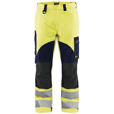 Image de Pantalon multinormes inhérent jaune fluo/marine avec poche pour badge