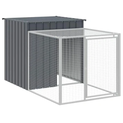 Afbeelding van vidaXL Kippenhok met ren 110x201x110 cm gegalvaniseerd staal antraciet